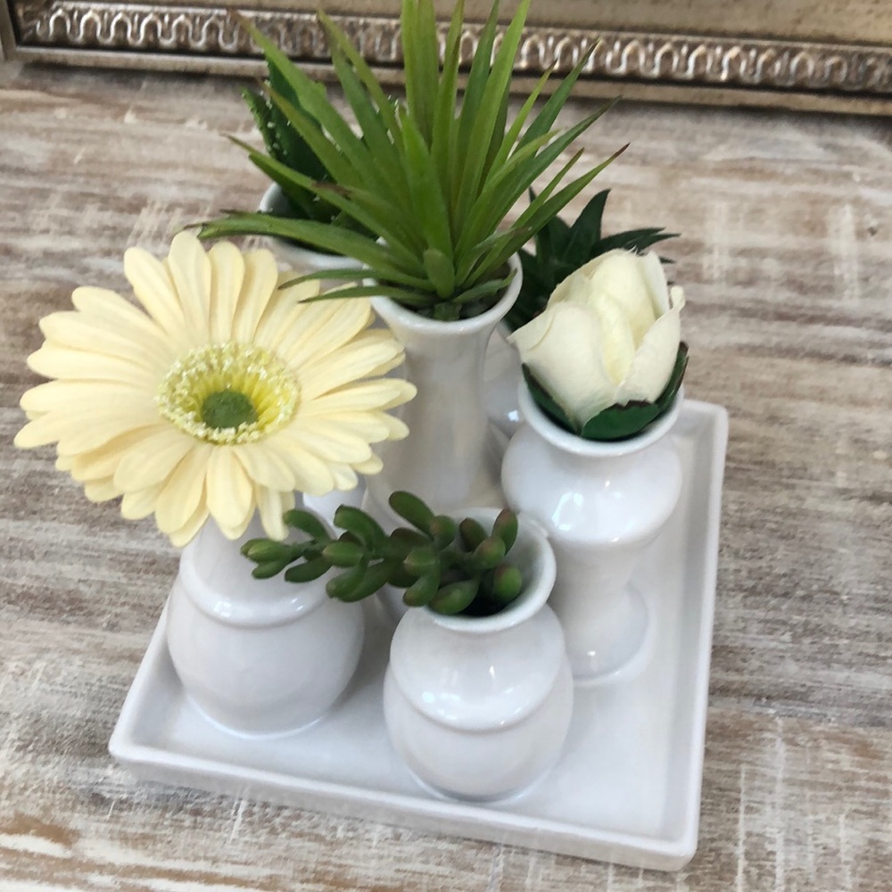 Vase with fake flowers